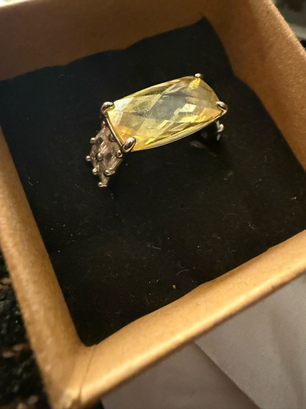 Citrine on hematite Ring - Women Jewelry